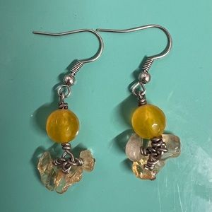 New Citrine dangle earrings surgical steel hypoallergenic crystal healing hippie